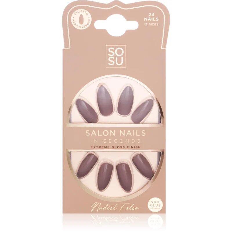 SOSU Cosmetics Salon Nails umetni nohti odtenek Nudist 24 kos