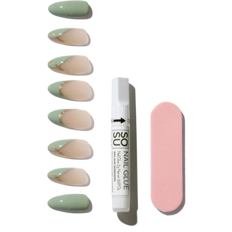 SOSU Cosmetics Salon Nails umetni nohti odtenek Soft Sage 30 kos