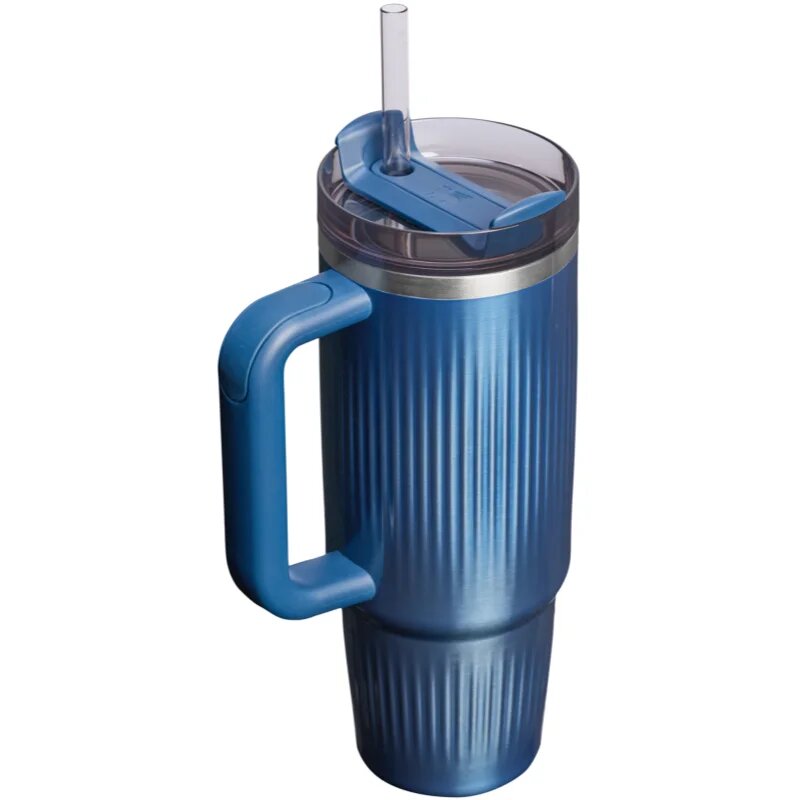 Stanley Quencher H2.O FlowState™ Fluted Tumbler lonček iz nerjavečega jekla s slamico srednja Glacial Blue Shine 890 ml