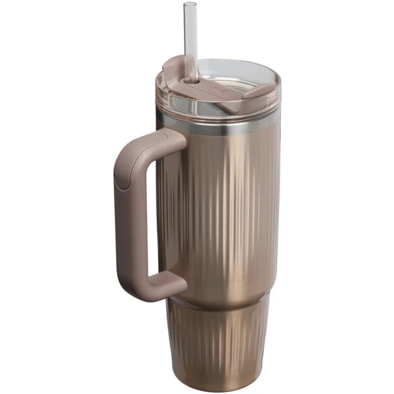 Stanley Quencher H2.O FlowState™ Fluted Tumbler lonček iz nerjavečega jekla s slamico srednja Pale Gold Shine 1 kos