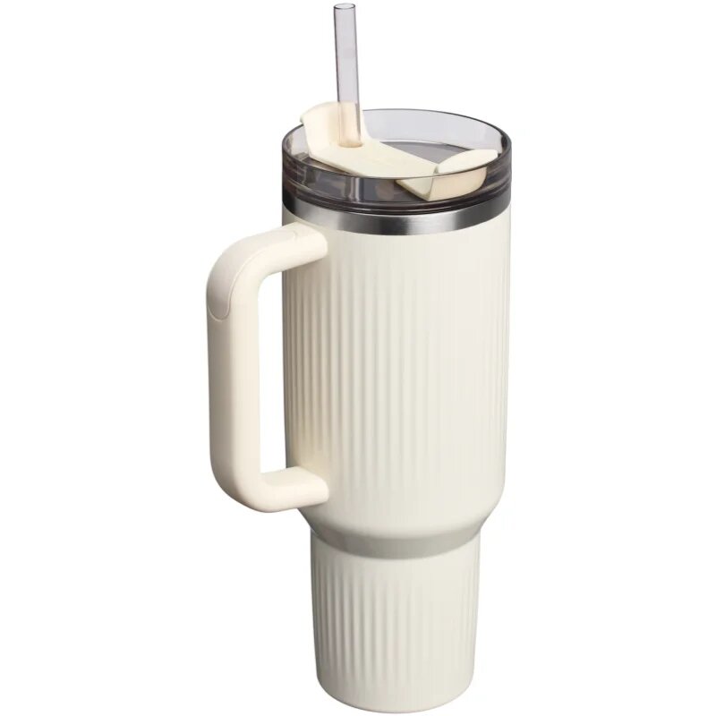 Stanley Quencher H2.O FlowState™ Fluted Tumbler lonček iz nerjavečega jekla s slamico velik Cream Gloss 1 kos
