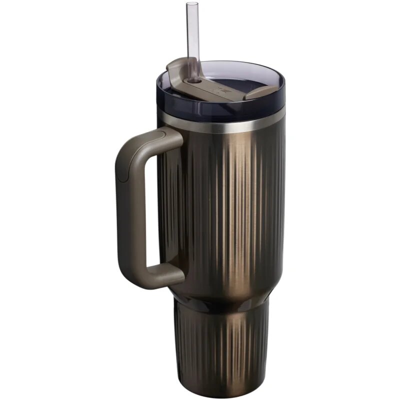 Stanley Quencher H2.O FlowState™ Fluted Tumbler lonček iz nerjavečega jekla s slamico velik Gunmetal Shine 1 kos