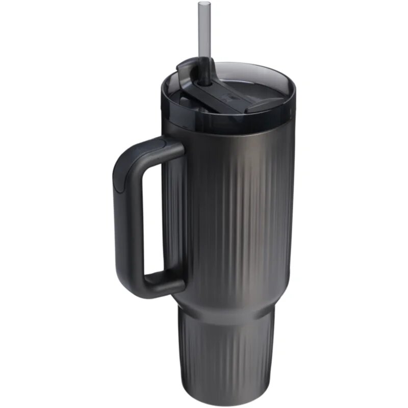 Stanley Quencher H2.O Fluted Tumbler lonček iz nerjavečega jekla s slamico velik Black PVD 1 kos