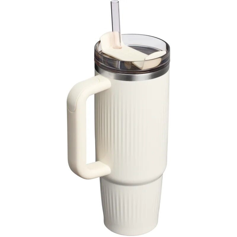 Stanley Quencher H2.O Fluted Tumbler lonček iz nerjavečega jekla s slamico velik cream gloss 1 kos