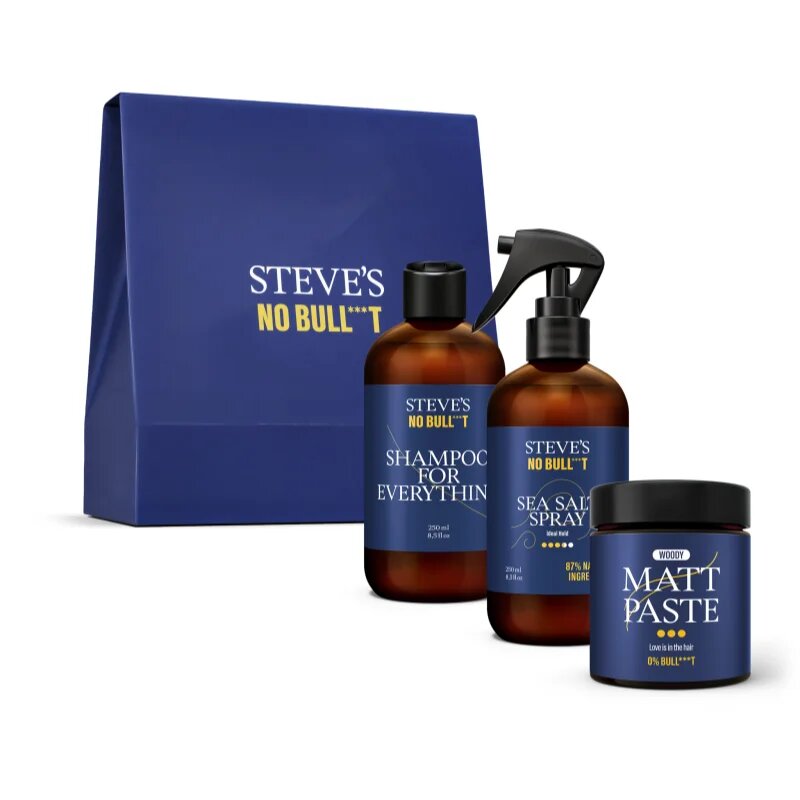 Steve's No Bull***t Hair Care Trio Box darilni set za lase za moške