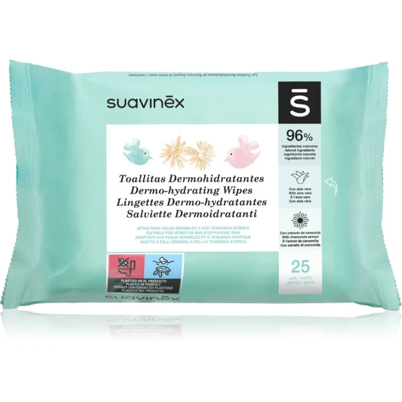 Suavinex Baby Dermo-hydrating Wipes vlažni robčki za obraz in telo 25 kos