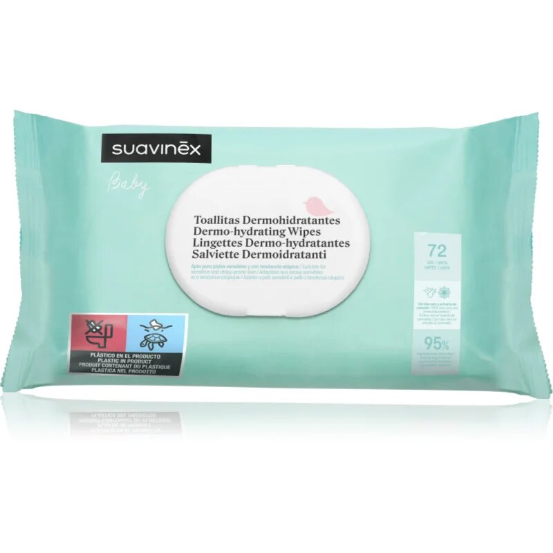 Suavinex Baby Dermo-hydrating Wipes vlažni robčki za obraz in telo 72 kos