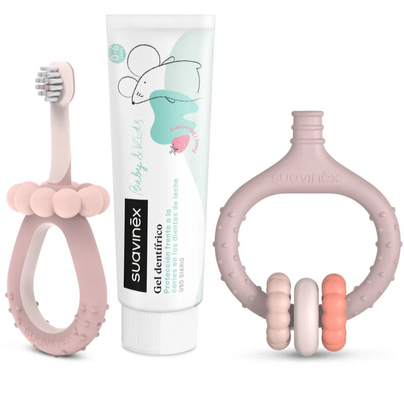 Suavinex Baby & Kids My First Dental Care Set darilni set za dojenčke in otroke Pink