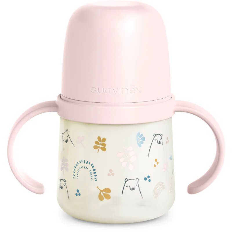 Suavinex Bear steklenička za otroke z ročaji Pink 1 kos
