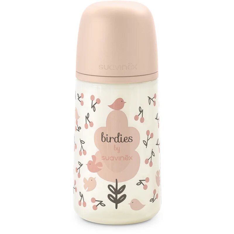 Suavinex Birdies Anticolic Baby Bottle steklenička za dojenčke Pink 270 ml