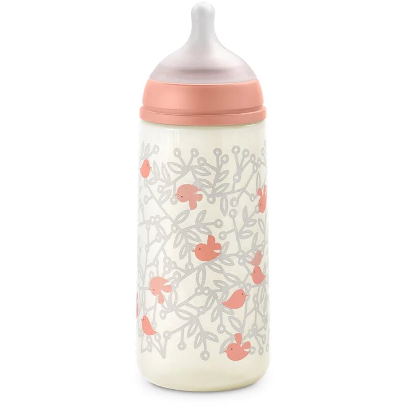 Suavinex Birdies Anticolic Baby Bottle steklenička za dojenčke Pink 360 ml