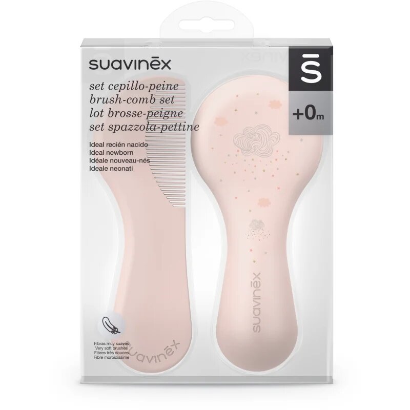 Suavinex Dreams Brush-comb Set set za otroke od rojstva Pink 2 kos