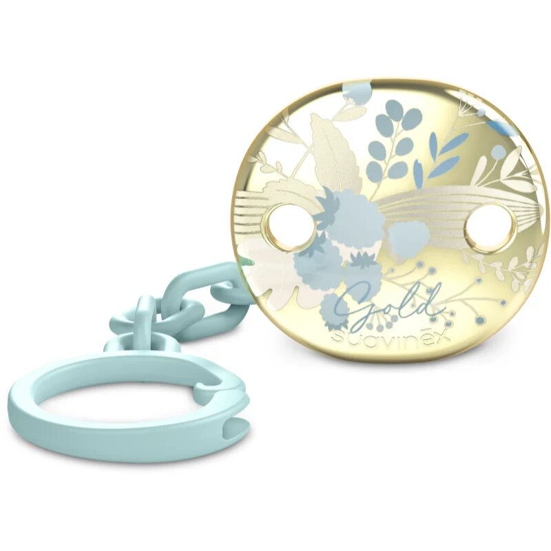 Suavinex Gold Premium Pacifier Clip držalo za dudo Blue 1 kos