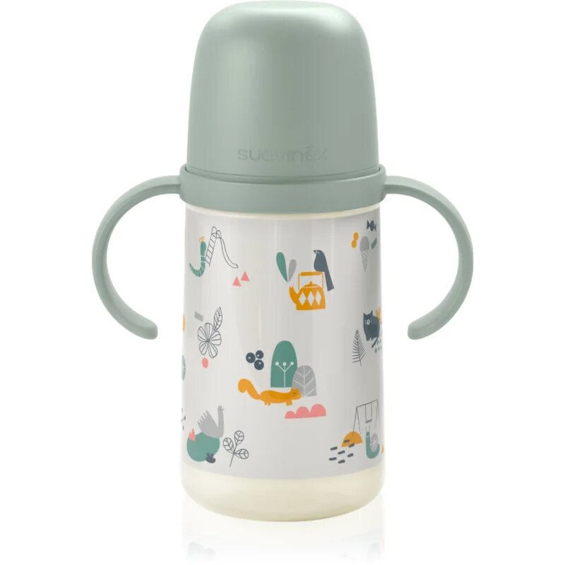 Suavinex Walk Second steklenička za otroke z ročaji 6 m+ Green 1 kos