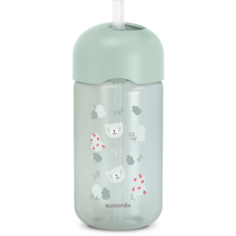 Suavinex Wild & Free Bottle steklenička s slamico Green 18m+ 340 ml