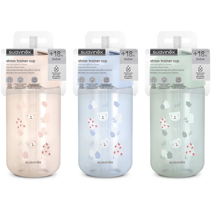 Suavinex Wild & Free Bottle steklenička s slamico Green 18m+ 340 ml