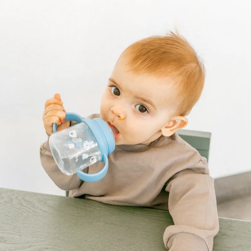 Suavinex Wild & Free Bottle With Soft Spout steklenička z ročaji Blue 150 ml