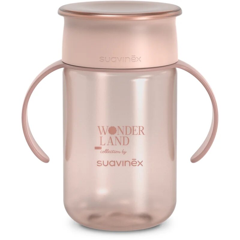 Suavinex Wonderland 360° Trainer Cup otroški lonček z ročaji Pink 12m+ 340 ml