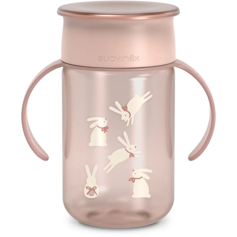 Suavinex Wonderland 360° Trainer Cup otroški lonček z ročaji Pink 12m+ 340 ml