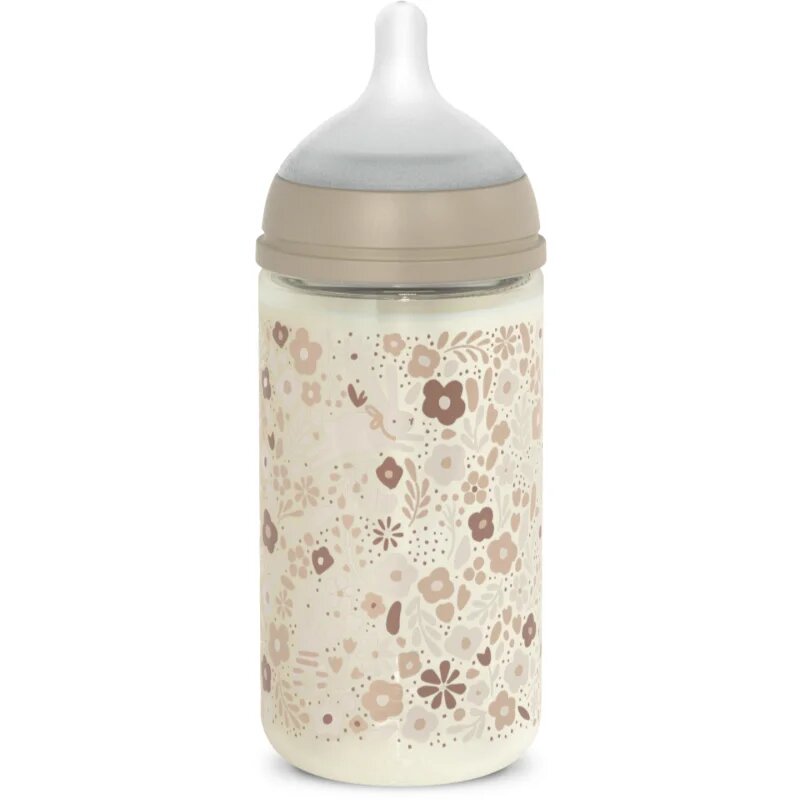 Suavinex Wonderland SX PRO +3 MF steklenička za otroke Cream-Coloured Flower 240 ml