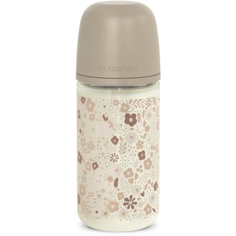 Suavinex Wonderland SX PRO +3 MF steklenička za otroke Cream-Coloured Flower 240 ml