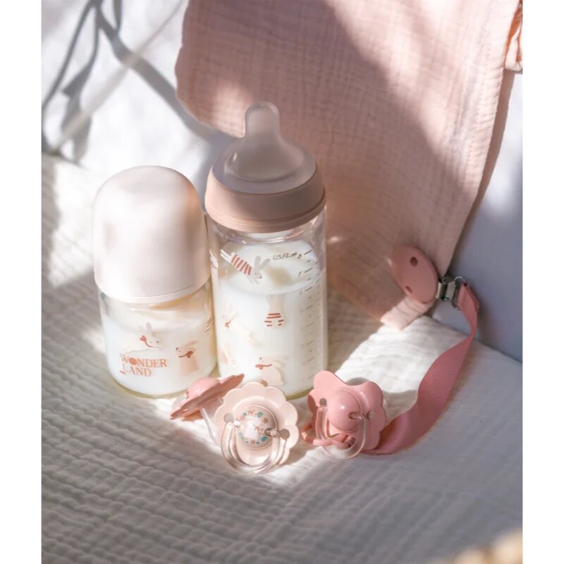 Suavinex Wonderland SX PRO +3 MF steklenička za otroke Cream-Coloured Flower 240 ml