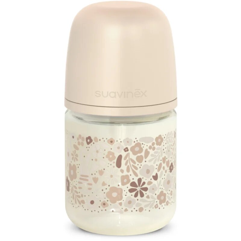 Suavinex Wonderland SX Pro Physiological Anti-Colic Glass steklenička za dojenčke +0 SF Cream Flower 120 ml