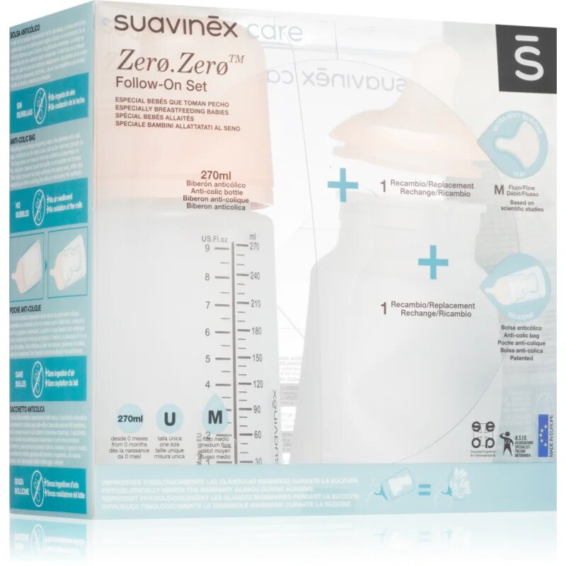 Suavinex Zero Zero Follow-On Set darilni set za dojenčke M Medium Flow 3 m+