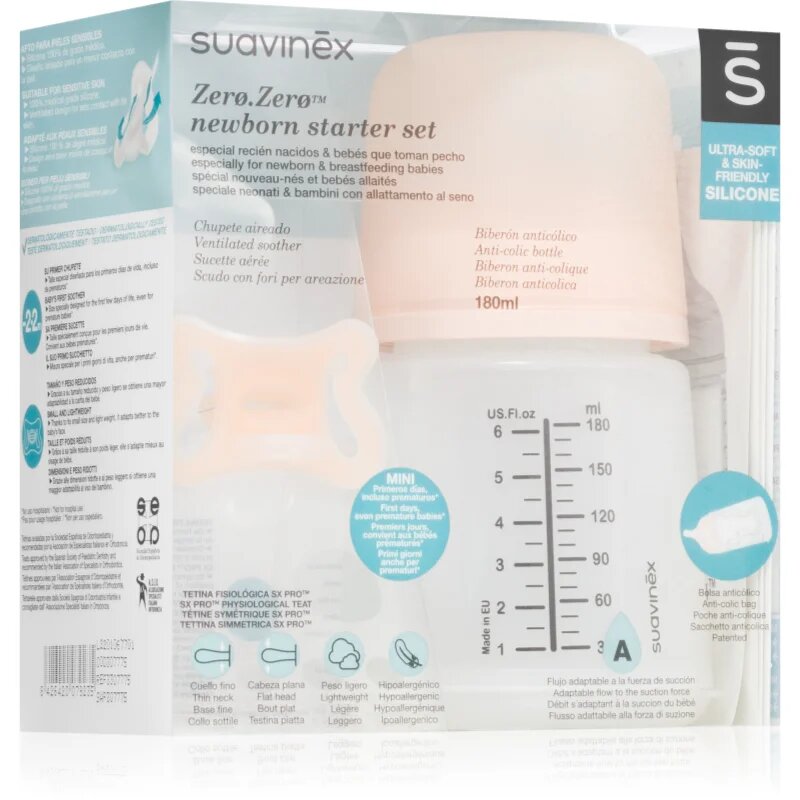 Suavinex Zero Zero Newborn Starter Set darilni set za otroke od rojstva