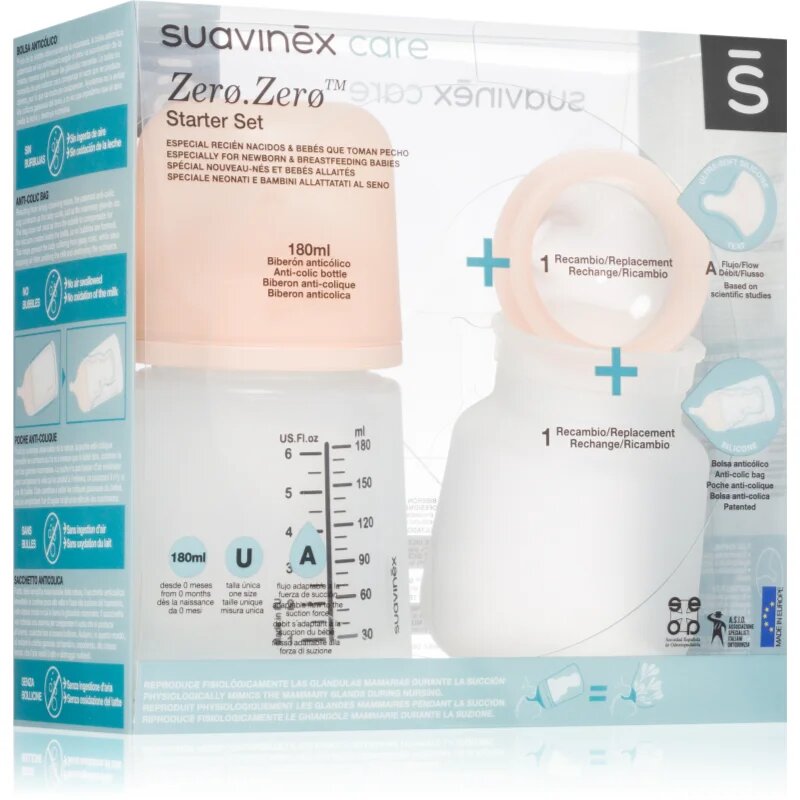 Suavinex Zero Zero Starter Set darilni set za otroke od rojstva A Adaptable Flow 0 m+