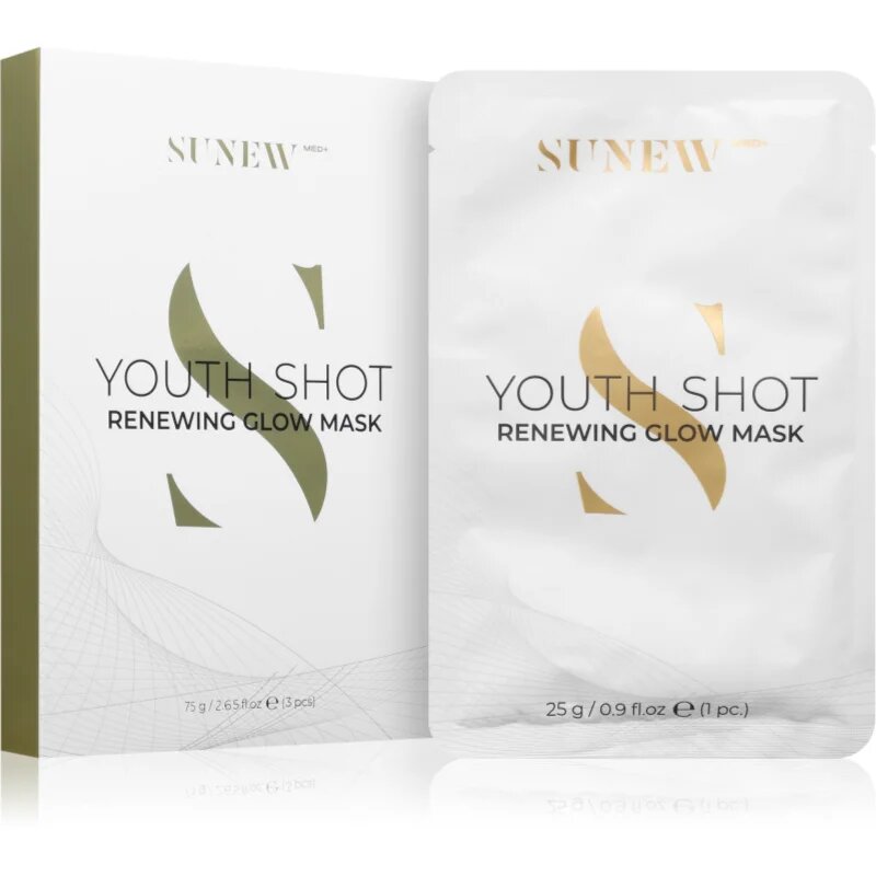 SUNEWMED+ Youth Shot Regenerating Glow Face Sheet Mask maska iz platna za regeneracijo obraza 3 kos
