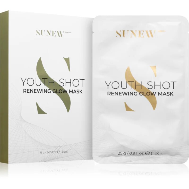SUNEWMED+ Youth Shot Regenerating Glow Face Sheet Mask maska iz platna za regeneracijo obraza 3 kos