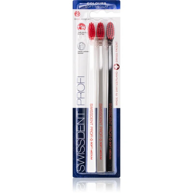 Swissdent Profi Colours zobne ščetke soft - medium 3 kos