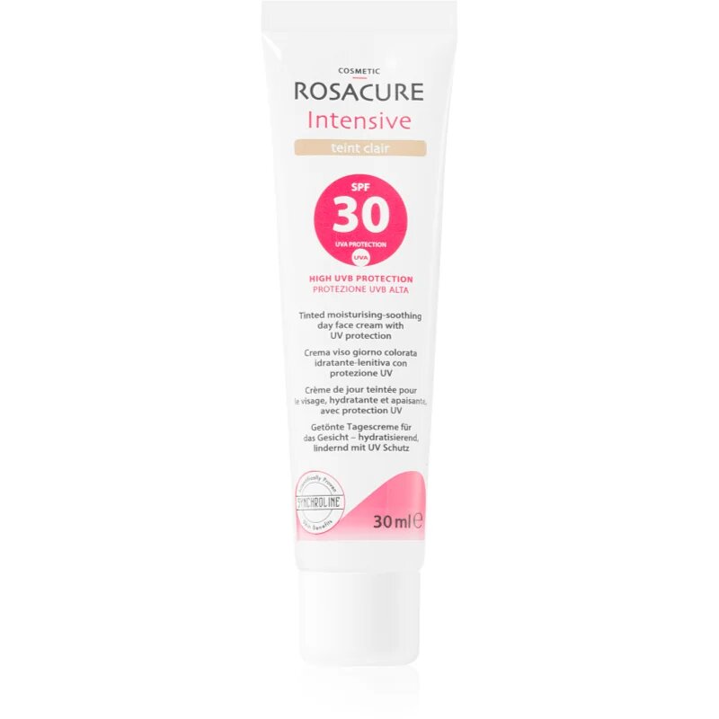Synchroline Rosacure Intensive tonirana emulzija za občutljivo kožo nagnjeno k rdečici SPF 30 odtenek Clair 30 ml