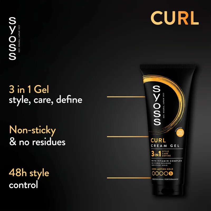 Syoss Curl Cream Gel stiling krema za definicijo valov z gelasto teksturo 250 ml