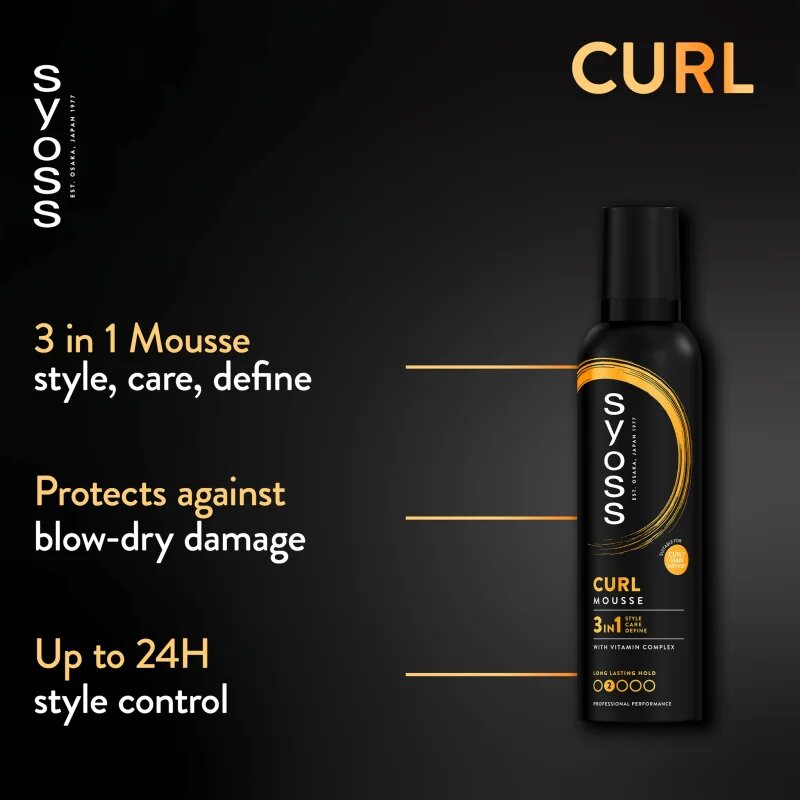 Syoss Curl Mousse penasti utrjevalec za lase za naravno fiksacijo 250 ml