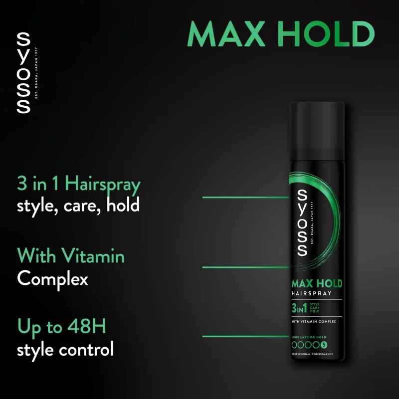 Syoss Max Hold lak za lase z ekstra močnim utrjevanjem 300 ml
