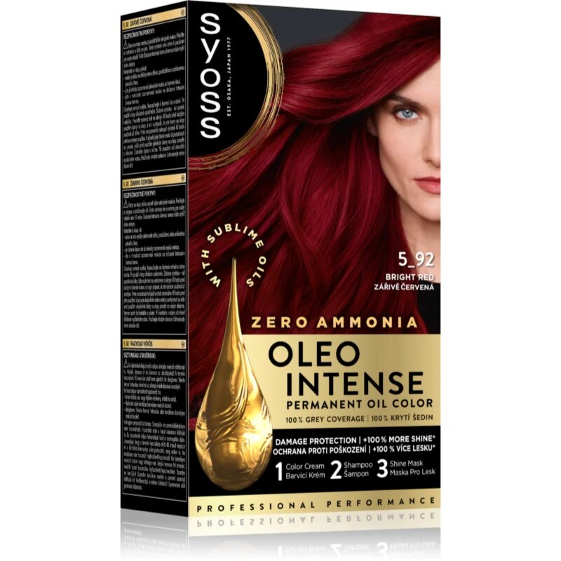 Syoss Oleo Intense permanentna barva za lase z oljem odtenek 5_92 Bright Red 1 kos