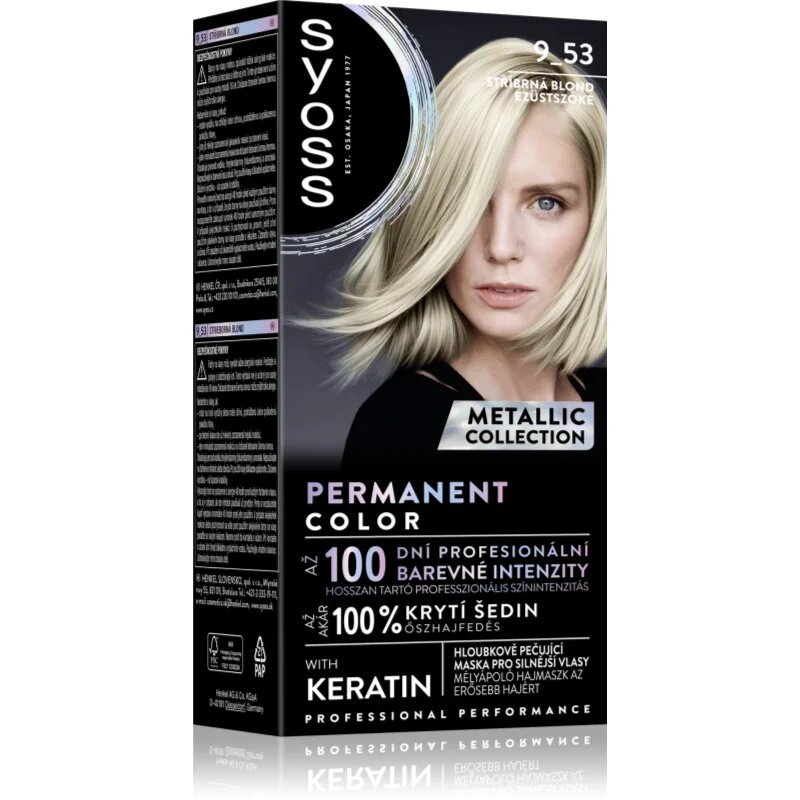 Syoss Permanent Color Metallic Collection permanentna barva za lase odtenek 9-53 Silver Blush 1 kos