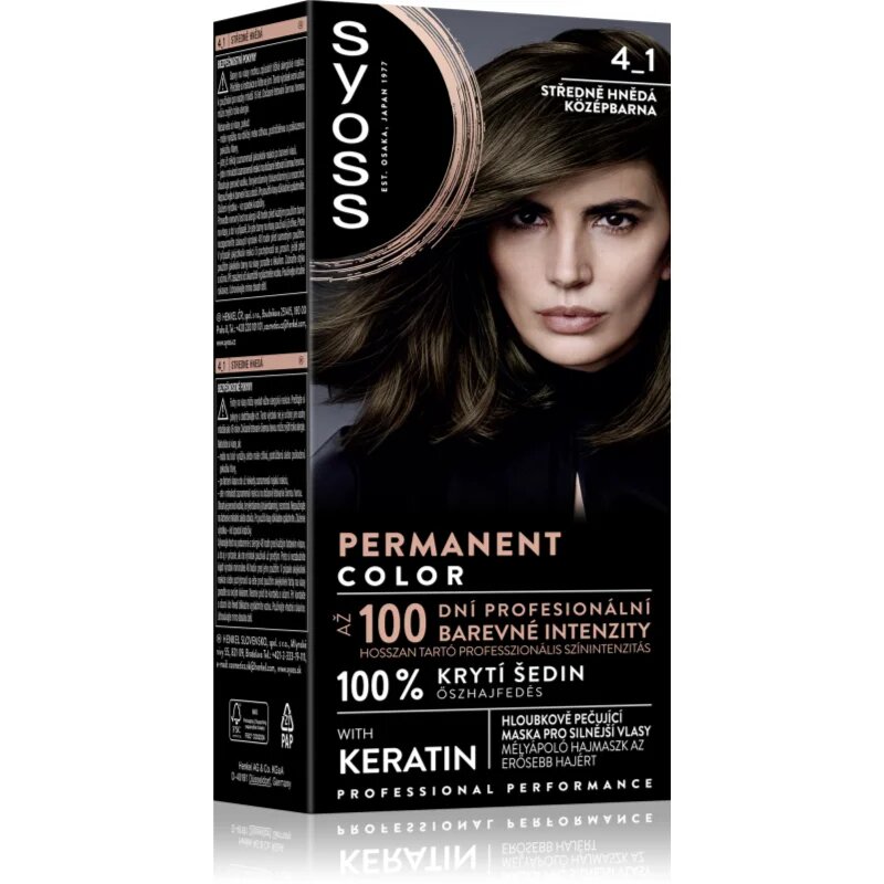 Syoss Permanent Color permanentna barva za lase odtenek 4_1 Medium Brown 1 kos