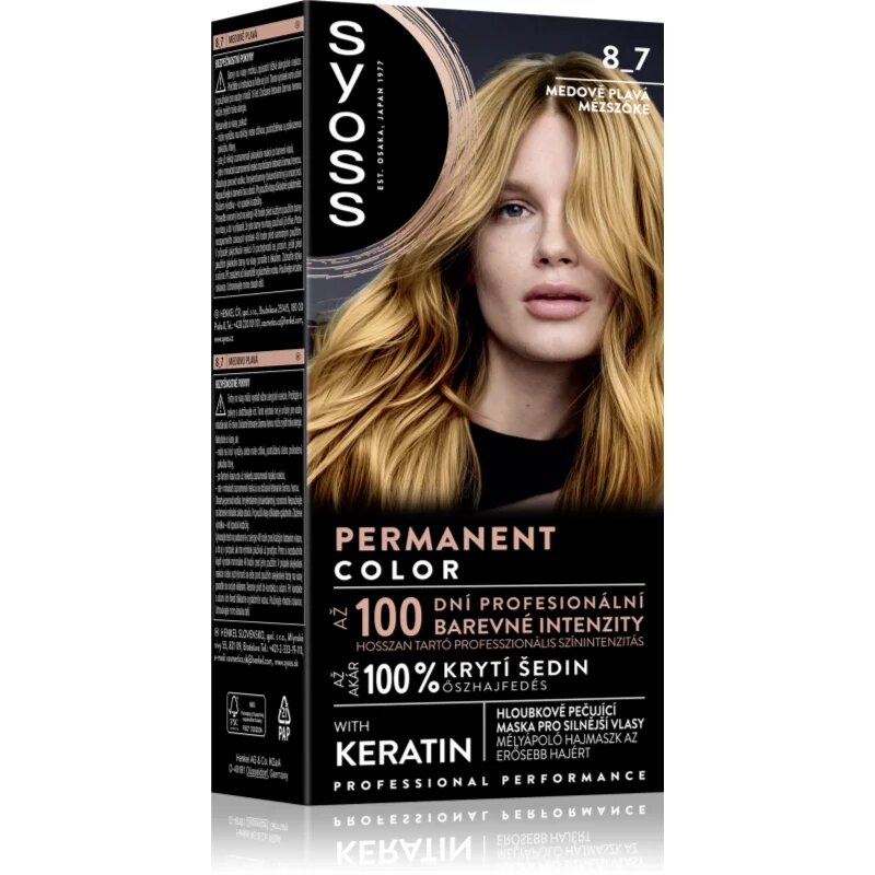 Syoss Permanent Color permanentna barva za lase odtenek 8_7 Honey Blond 1 kos