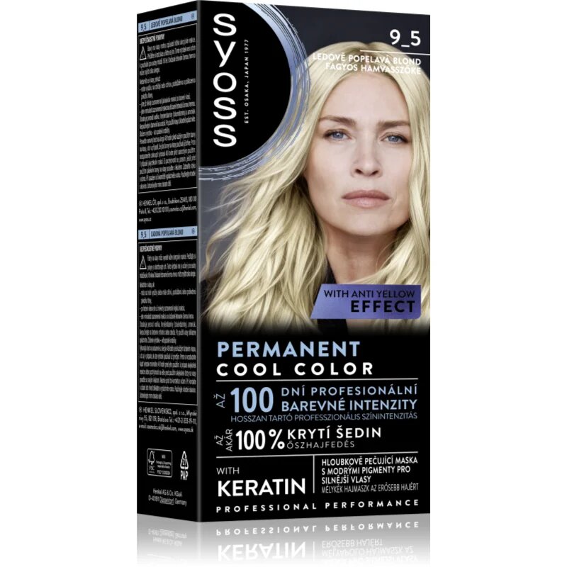 Syoss Permanent Cool Color permanentna barva za lase s hladnim podtonom odtenek 9_5 Frozen Pearl Blonde 1 kos