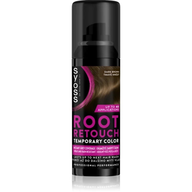 Syoss Root Retoucher tonirana barva za narastek v pršilu odtenek Dark Brown 120 ml