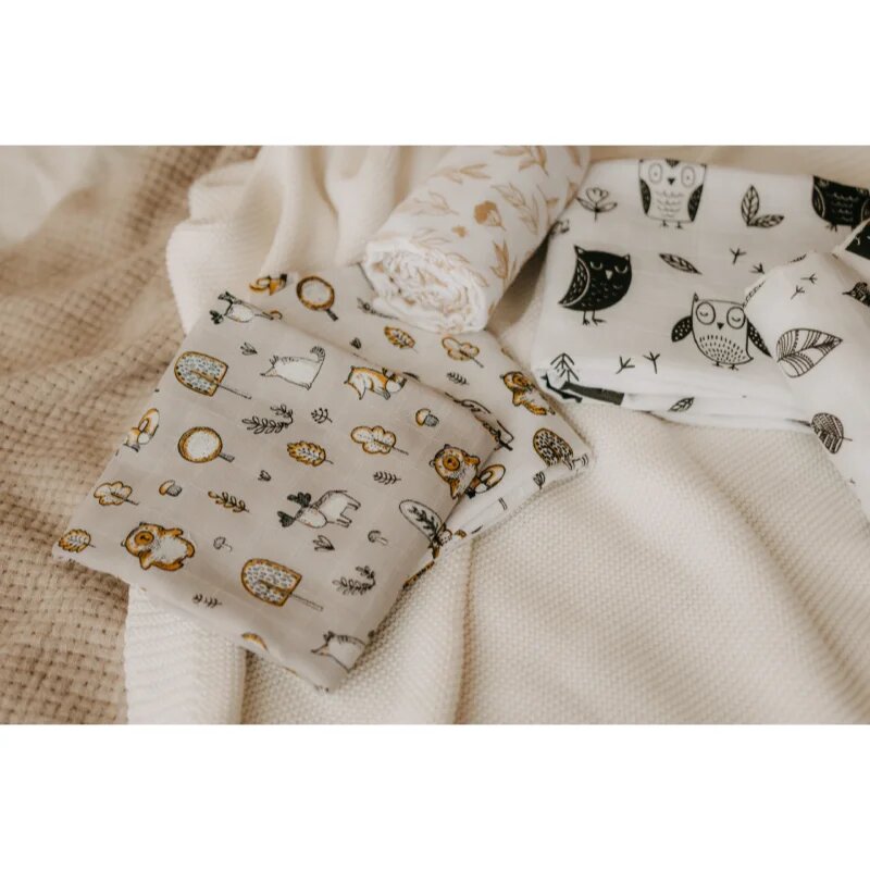 T-Tomi TETRA Cloth Towels EXCLUSIVE COLLECTION brisača Owls 90x100 cm 2 kos