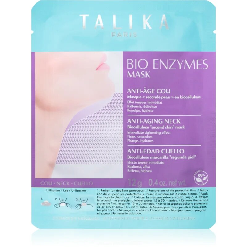 Talika Bio Enzymes Anti-Aging Neck Mask maska iz platna z učvrstitvenim učinkom 12 g