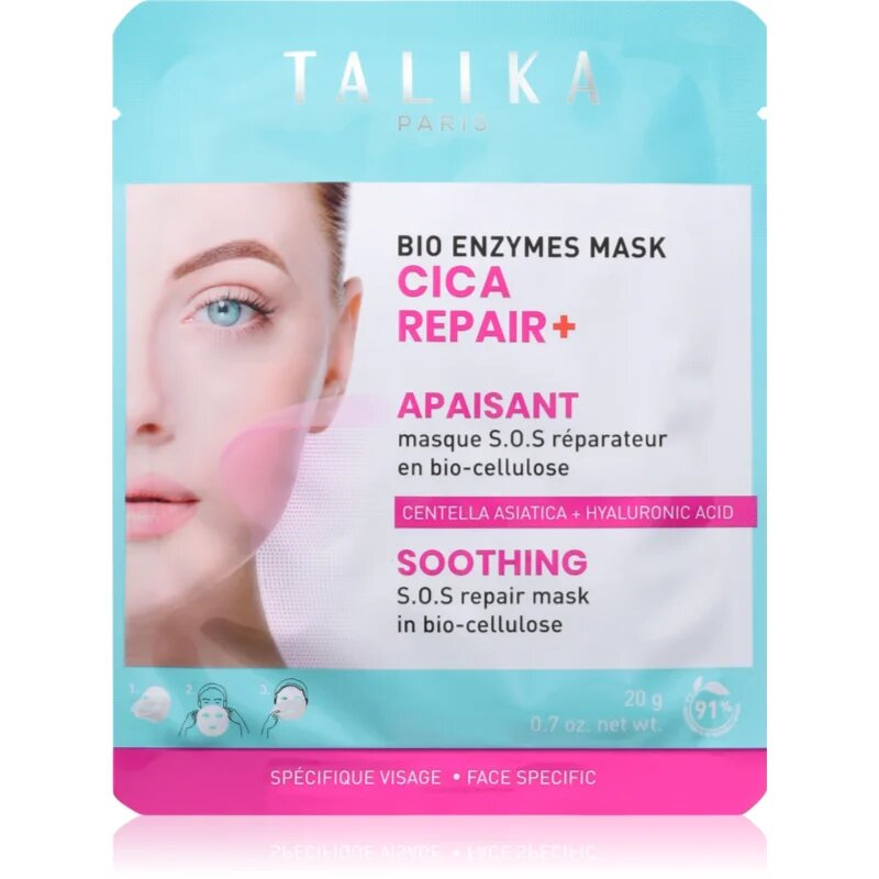 Talika Bio Enzymes Cica Repair Soothing maska iz platna za problematično kožo akne 20 g