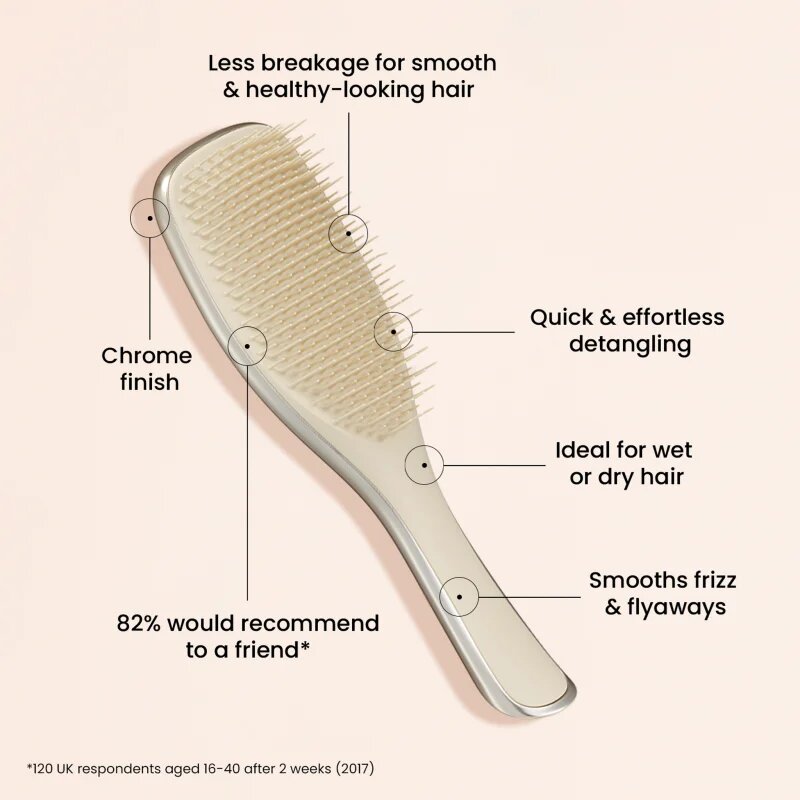 Tangle Teezer Ultimate Detangler Chrome ravna krtača za ravne in kodraste lase Neo Gold 1 kos