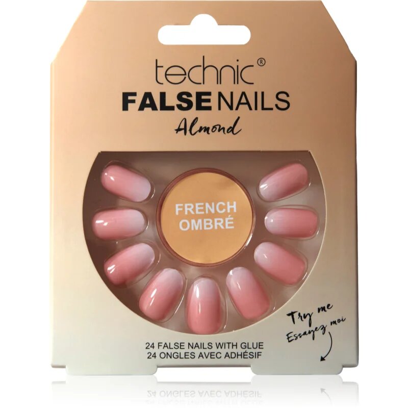 Technic Cosmetics False Nails Almond umetni nohti French Ombré 24 kos