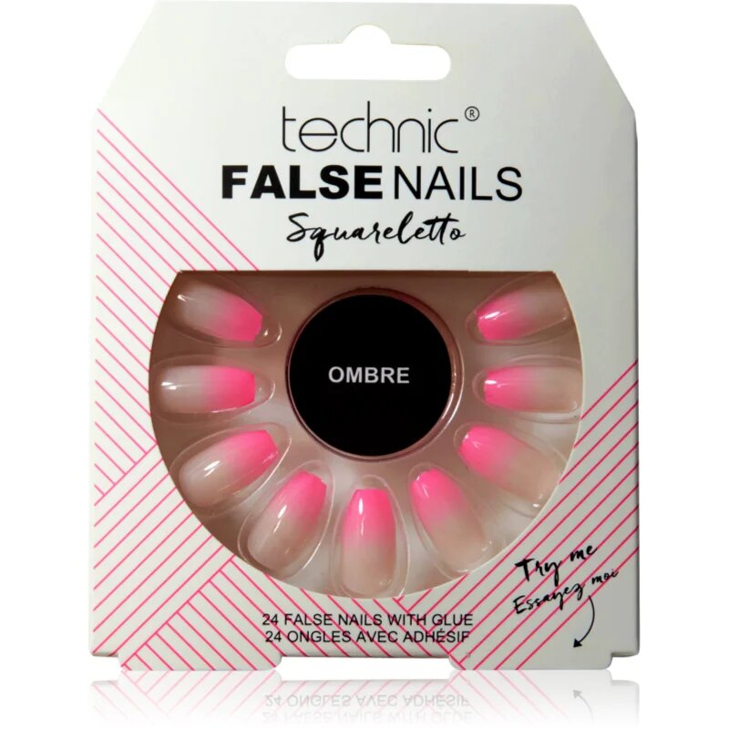 Technic Cosmetics False Nails Squareletto umetni nohti Ombre 24 kos