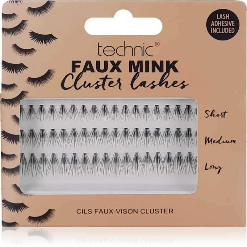Technic Cosmetics Faux Mink Cluster Lashes umetne trepalnice z lepilom 54 kos
